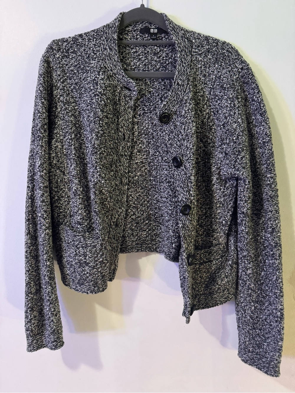 UNIQLO Gray Marled Button-Front Knit Cardigan